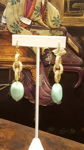 Elegant natural sky blue turquoise drop earrings. Luxury hand crafted jewelry by Mindy Grutman 